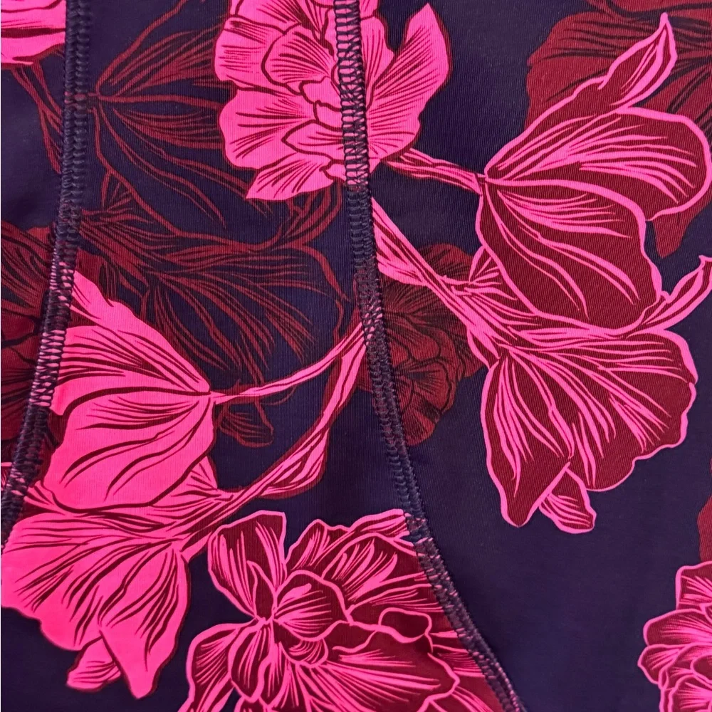 G/FORE Navy Long-Sleeve Top with Hot Pink Floral Print - Picture 3 of 4